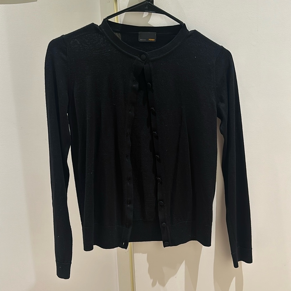 Fendi 100% wool button up cardigan, black size 36/ XS